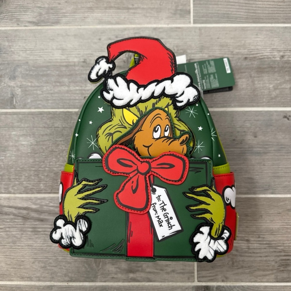 Loungefly Green and Red Grinch Backpack